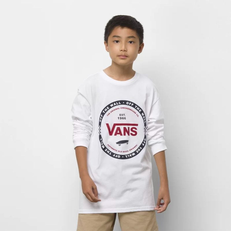 Camiseta Vans Manga Longa Logo Check Juvenil Branca